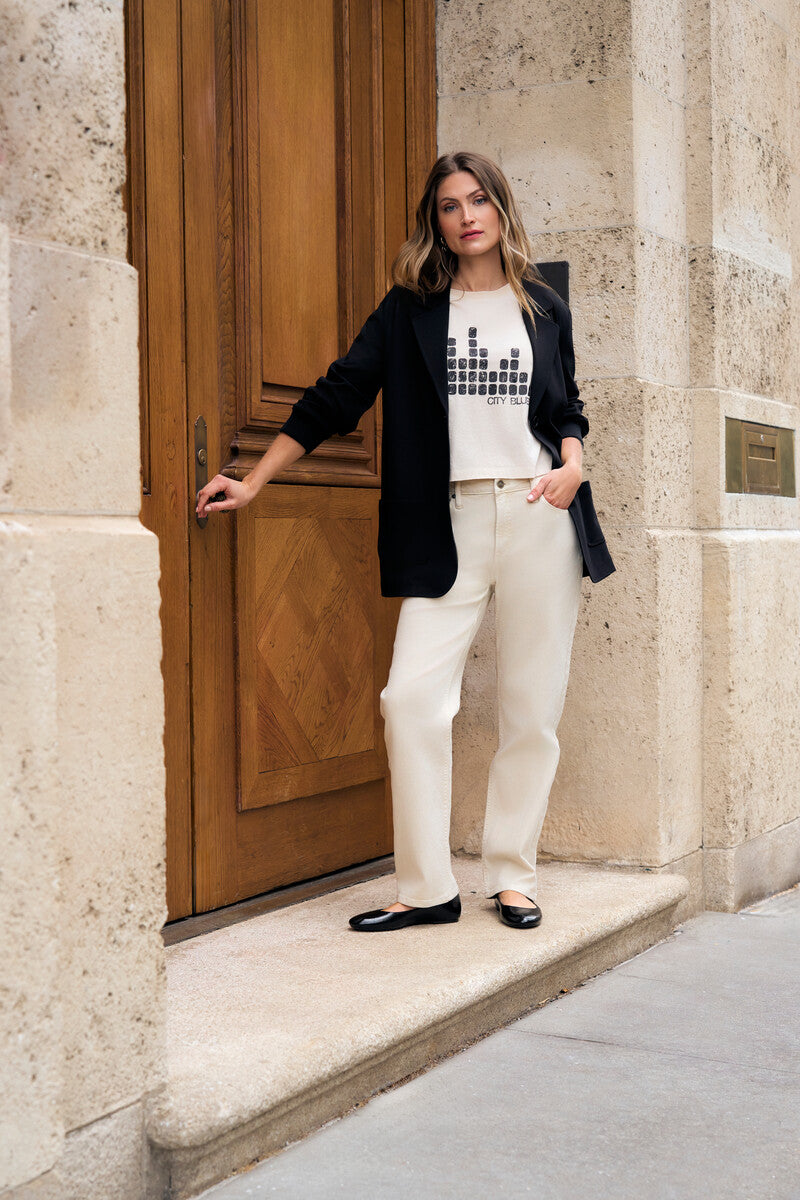 Step up your look with this unique 'Bone White Denim' Dover Straight Leg- White.