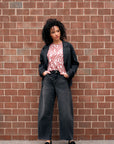 Ivory and Maroon Abstract Print Crew Neck Long Sleeve Top