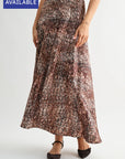 Brown Multi Plus-Size Savoy Bias Skirt