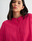 Bright Rose Relaxed Button Down Shirt