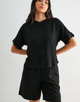 Black Relaxed Button Down Shirt