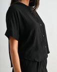 Black Relaxed Button Down Shirt