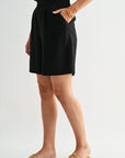 Black Pleated Bermuda Short
