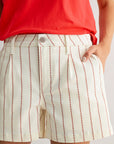 Pearl with Tamarind Stripe Pleated Trouser Short