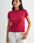 Bright Rose Short Sleeve Sweater