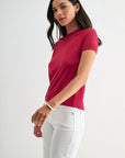 Bright Rose Short Sleeve Sweater