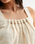 Pearl Beaded Neck A-Line Top