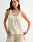 Pearl Beaded Neck A-Line Top