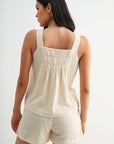 Pearl Beaded Neck A-Line Top
