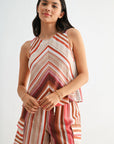 Red Multi Print A-line Tank Top