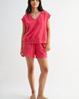 Bright Rose Crochet Detail Muscle Tee