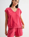 Bright Rose Crochet Detail Muscle Tee