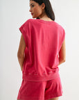 Bright Rose Crochet Detail Muscle Tee