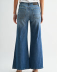 Antique Indigo Whisker Wash Bond Wide Leg Jeans