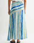 Cadet Blue Spliced Print Maxi Skirt