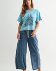 Short Sleeve Cropped Tee Blue Grotto