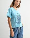 Short Sleeve Cropped Tee Blue Grotto