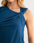 Asymmetric Neck Knit Top Blue Opal