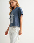 Short Sleeve Cropped Tee Cadet Blue