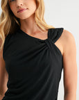 Asymmetric Neck Knit Top Black