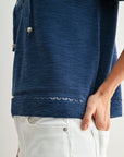 Cadet Blue Tie Neck Pointelle Top