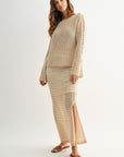 Latte Crochet Maxi Skirt