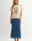 Indigo Denim Mesh Maxi Skirt