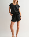 Black Crochet Detail Short