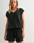 Black Crochet Detail Muscle Tee