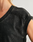 Black Crochet Detail Muscle Tee