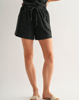 Black Crochet Detail Short