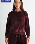 Burgundy Plus-Size Long Sleeve Seamed Sweatshirt