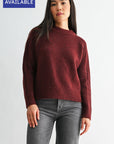 Burgundy Sleeve Mock Neck Sweater