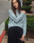 Silver Long Sleeve Mock Neck Sweater