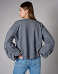 Heather Gray shirred hem long sleeve sweatshirt