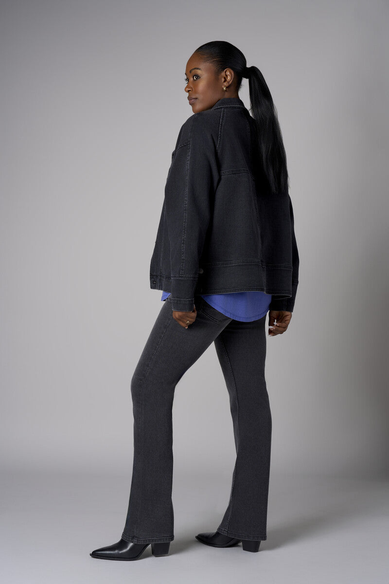 Experience the warm look of our 'Black Denim' Chelsea Bootcut- Washed Black.