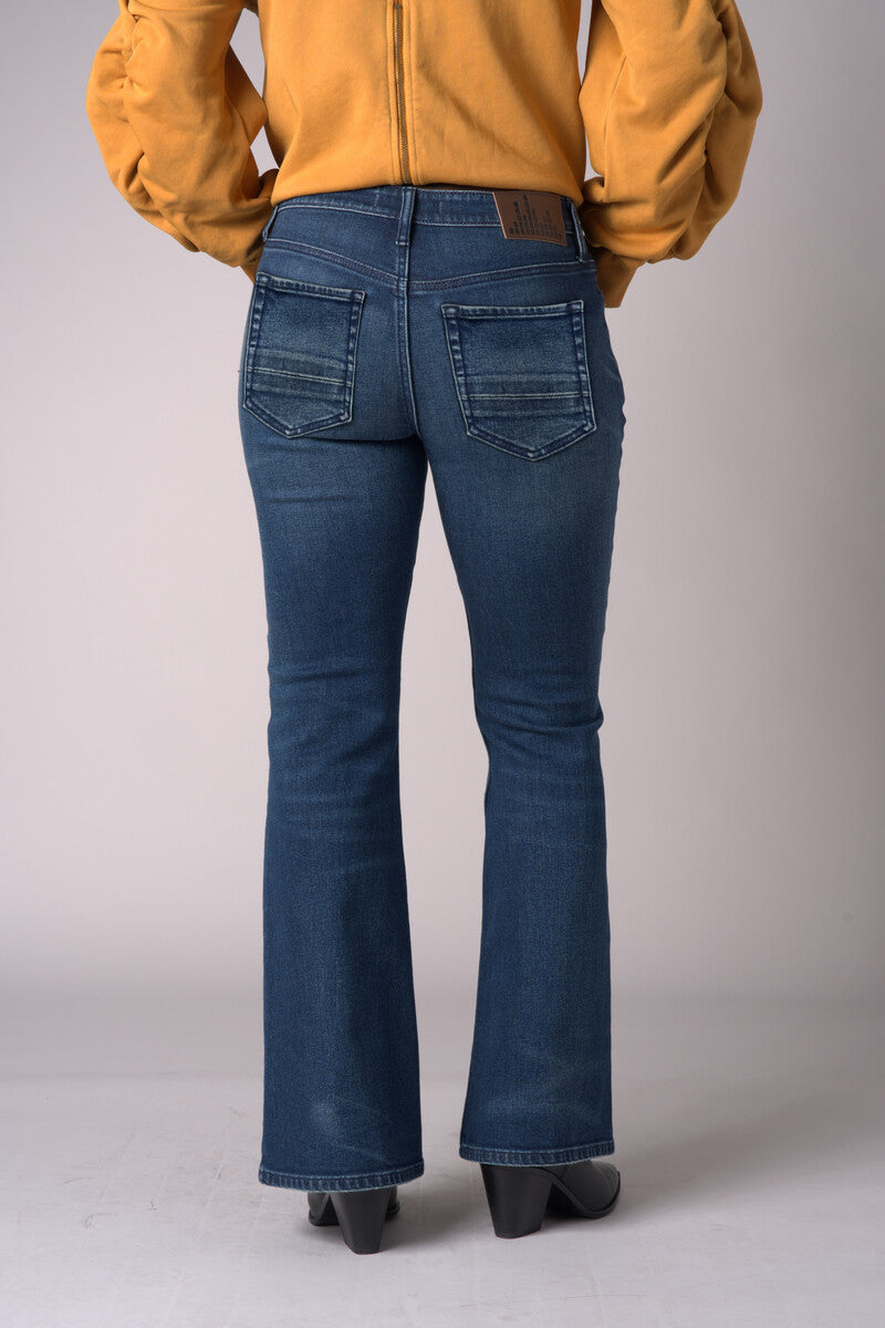 Inject your wardrobe with the vivid 'Dark Whisker Wash' Eiffel Flare Leg.