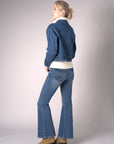 The 'Vintage Crease Wash' Eiffel Flare Leg: designed for vibrant appeal.