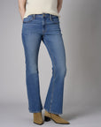The 'Vintage Crease Wash' Eiffel Flare Leg: designed for vibrant appeal.