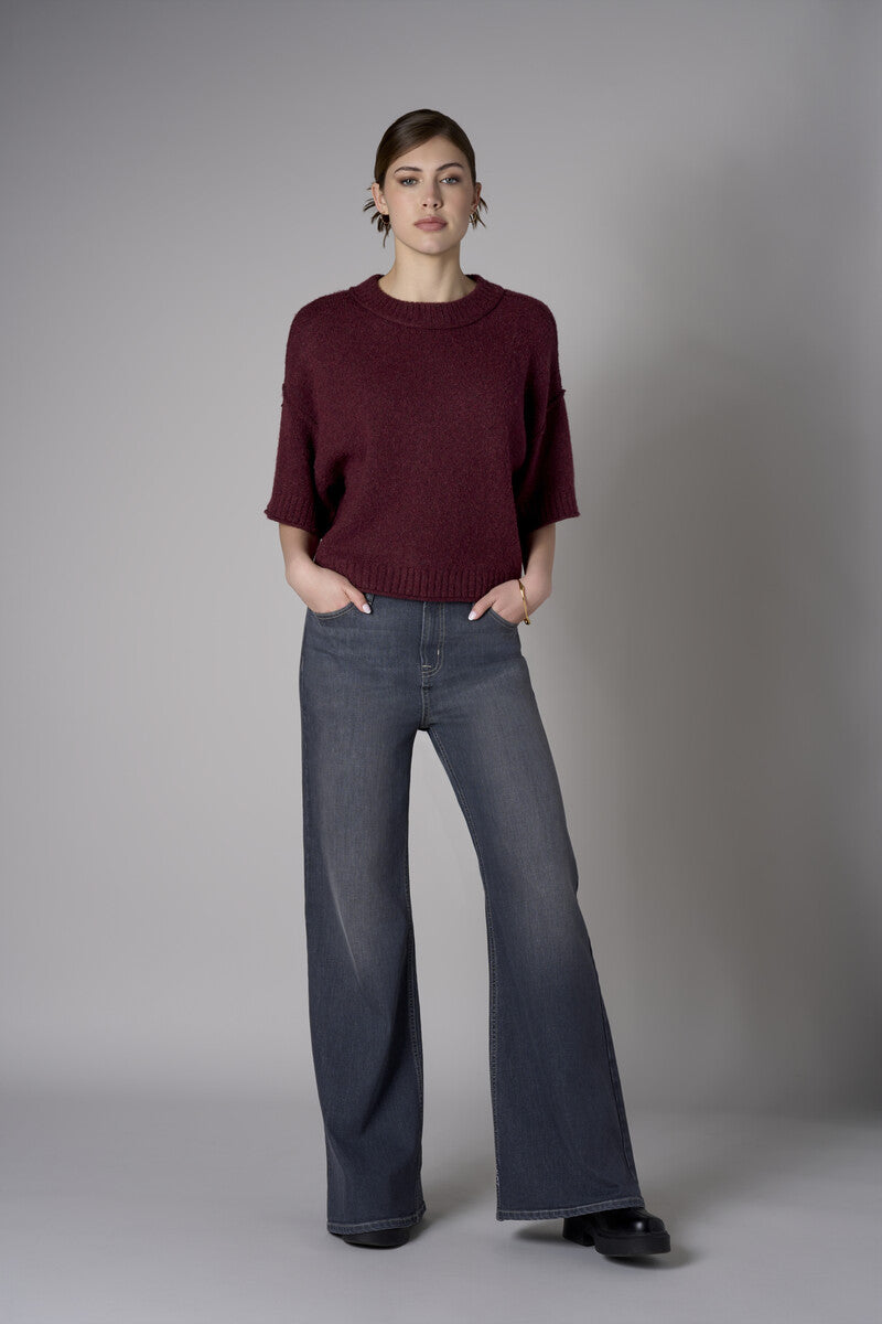 Add a pop of color to your look with the 'Black Denim' Bond Wide Leg.