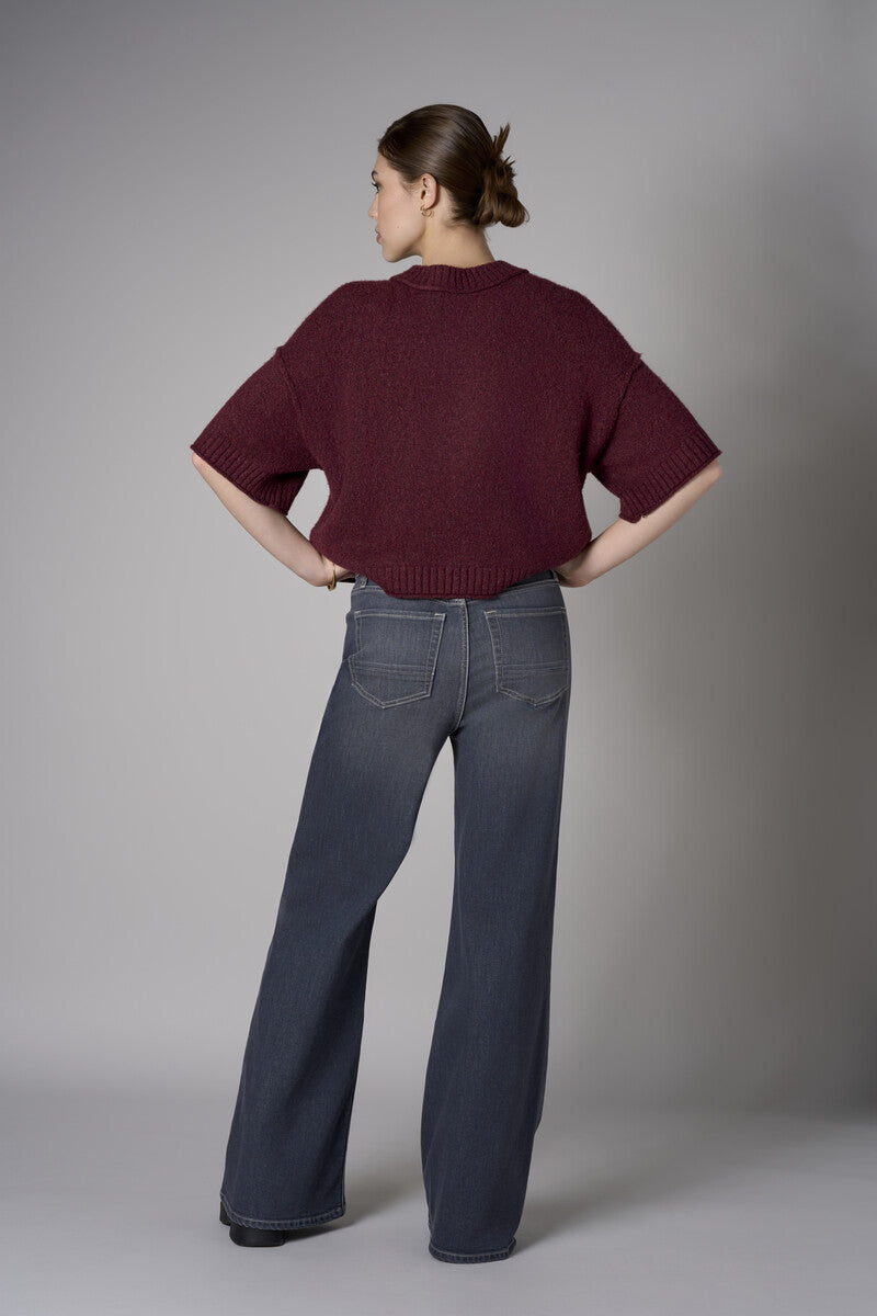 Add a pop of color to your look with the 'Black Denim' Bond Wide Leg.