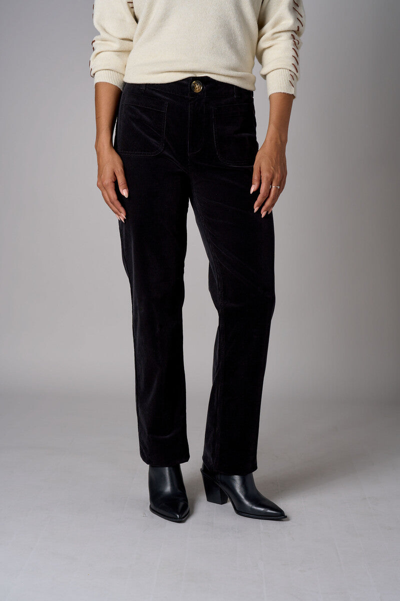 Black Soho Straight Leg Corduroy Pant