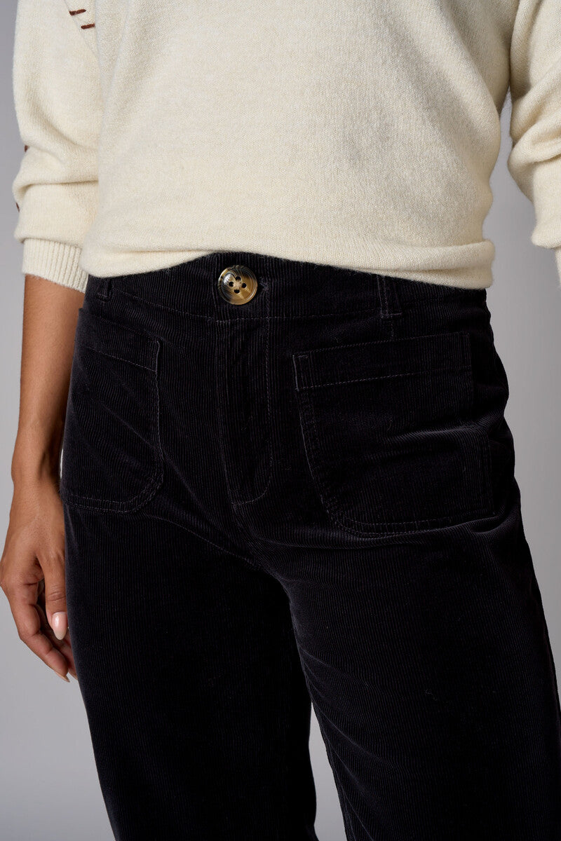 Black Soho Straight Leg Corduroy Pant