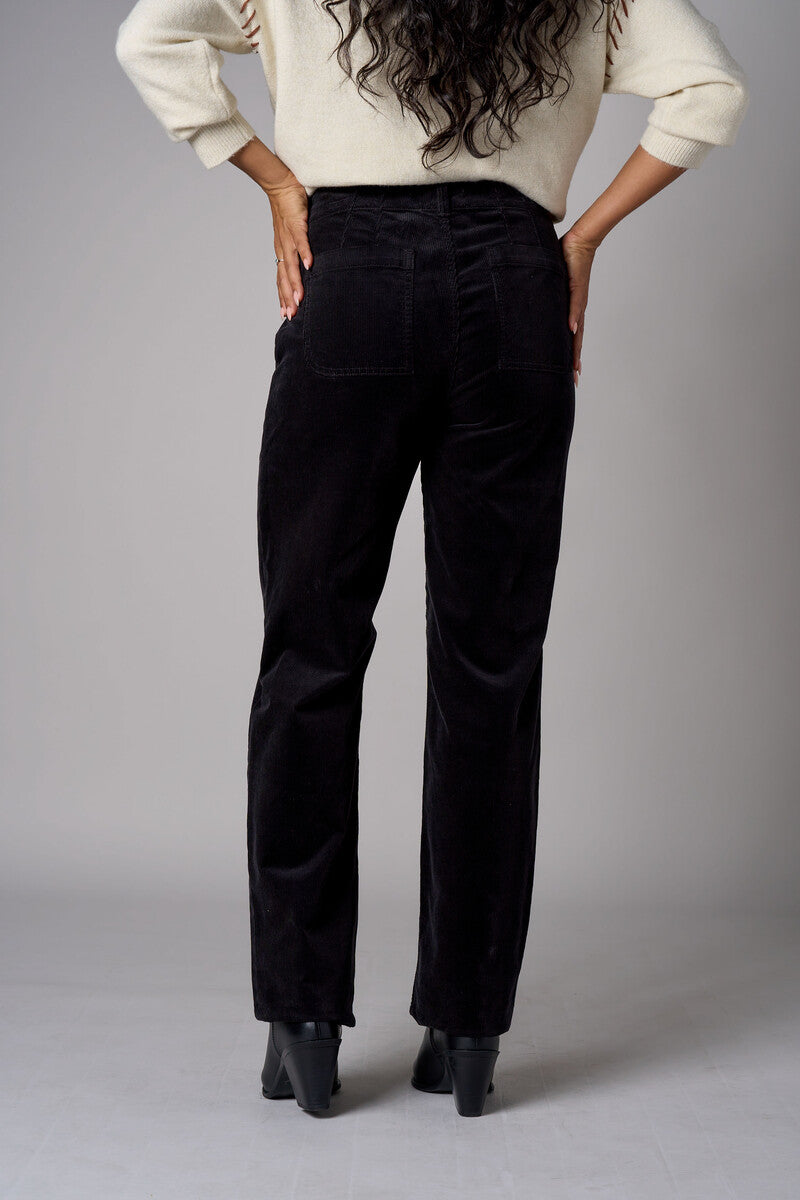 Black Soho Straight Leg Corduroy Pant