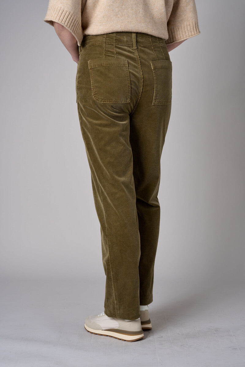 Olive Soho Straight Leg Corduroy Pant