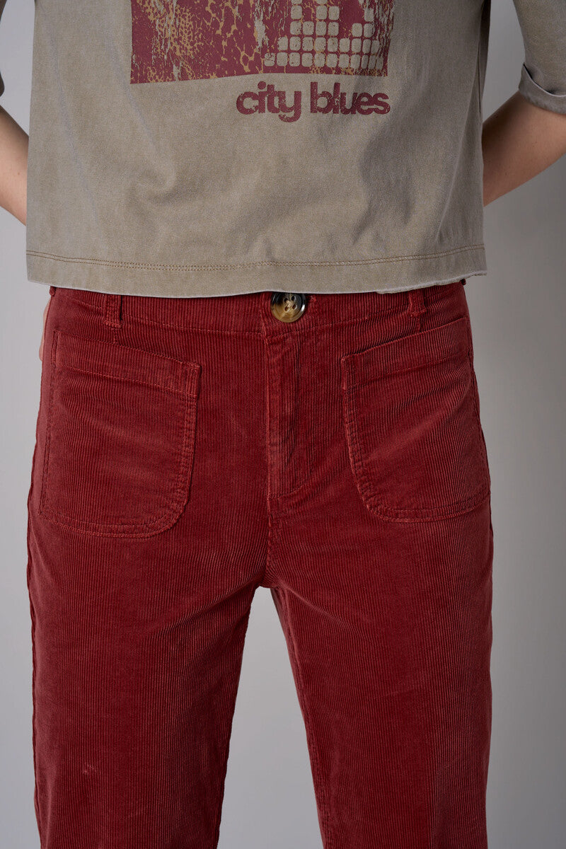 Maroon Soho Straight Leg Corduroy Pant