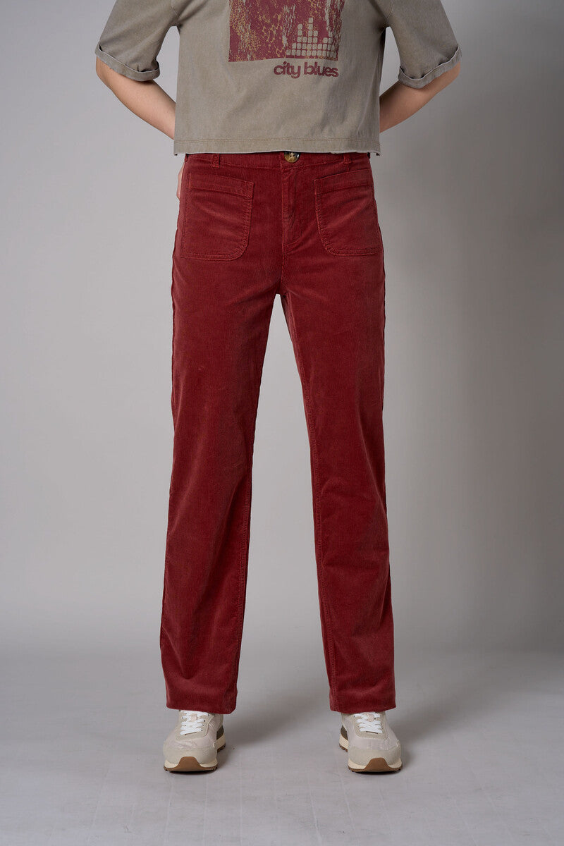 Maroon Soho Straight Leg Corduroy Pant