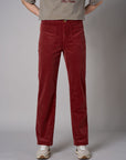 Maroon Soho Straight Leg Corduroy Pant