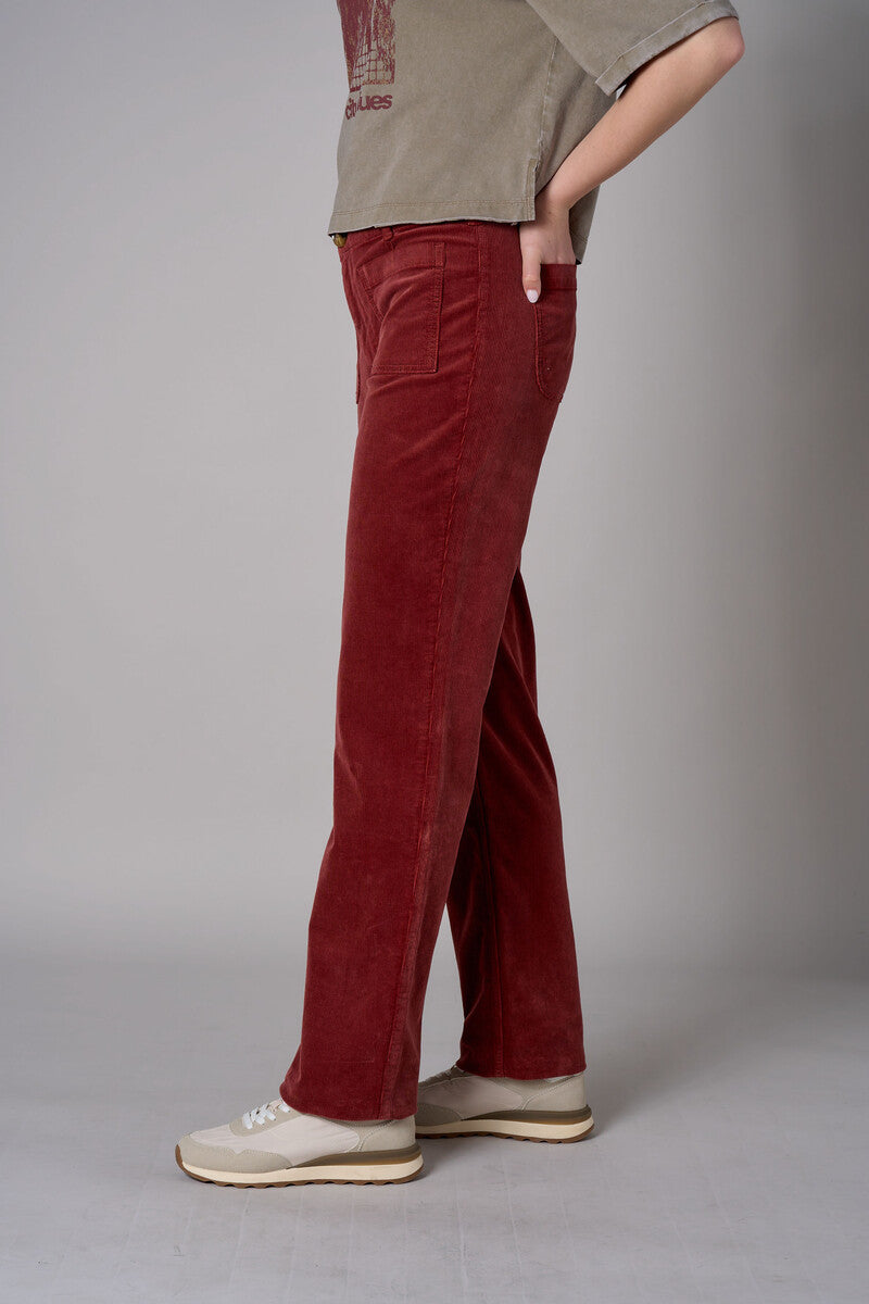 Maroon Soho Straight Leg Corduroy Pant