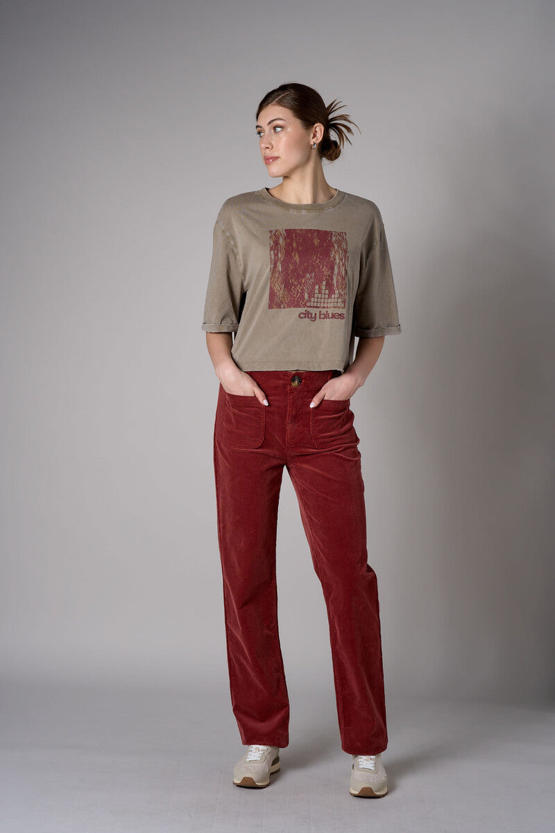 Maroon Soho Straight Leg Corduroy Pant